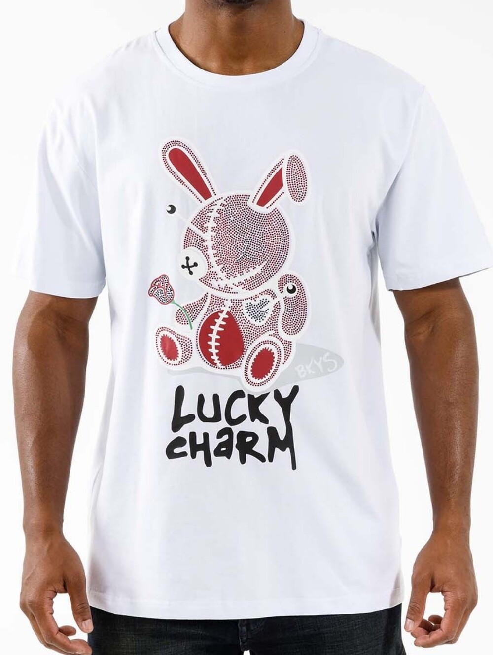 Lucky Charm Bunny Graphic Tee - White with Red Detail